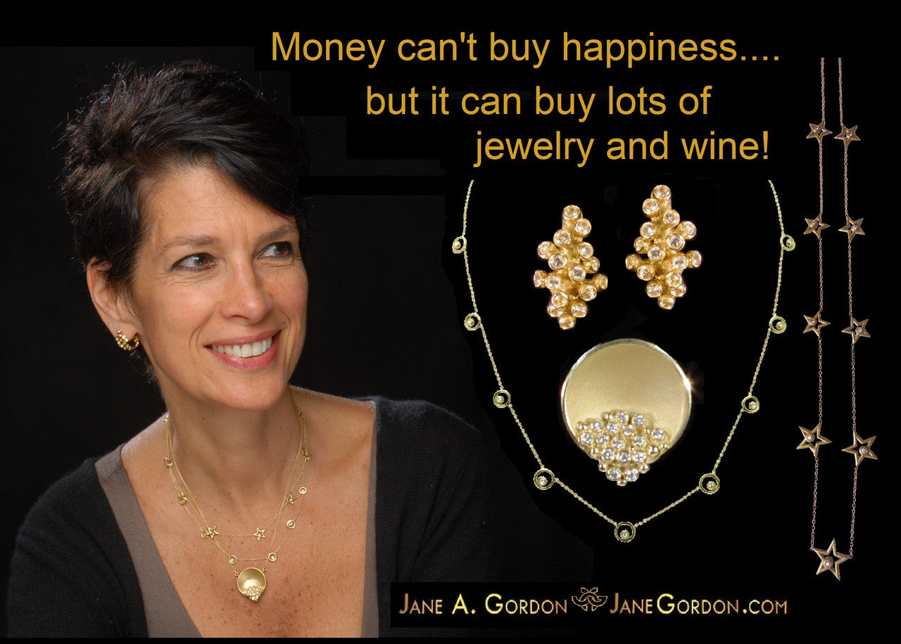 Grapes Necklace-18K Gold with Diamonds, Lariat Style on Hand-made Chain