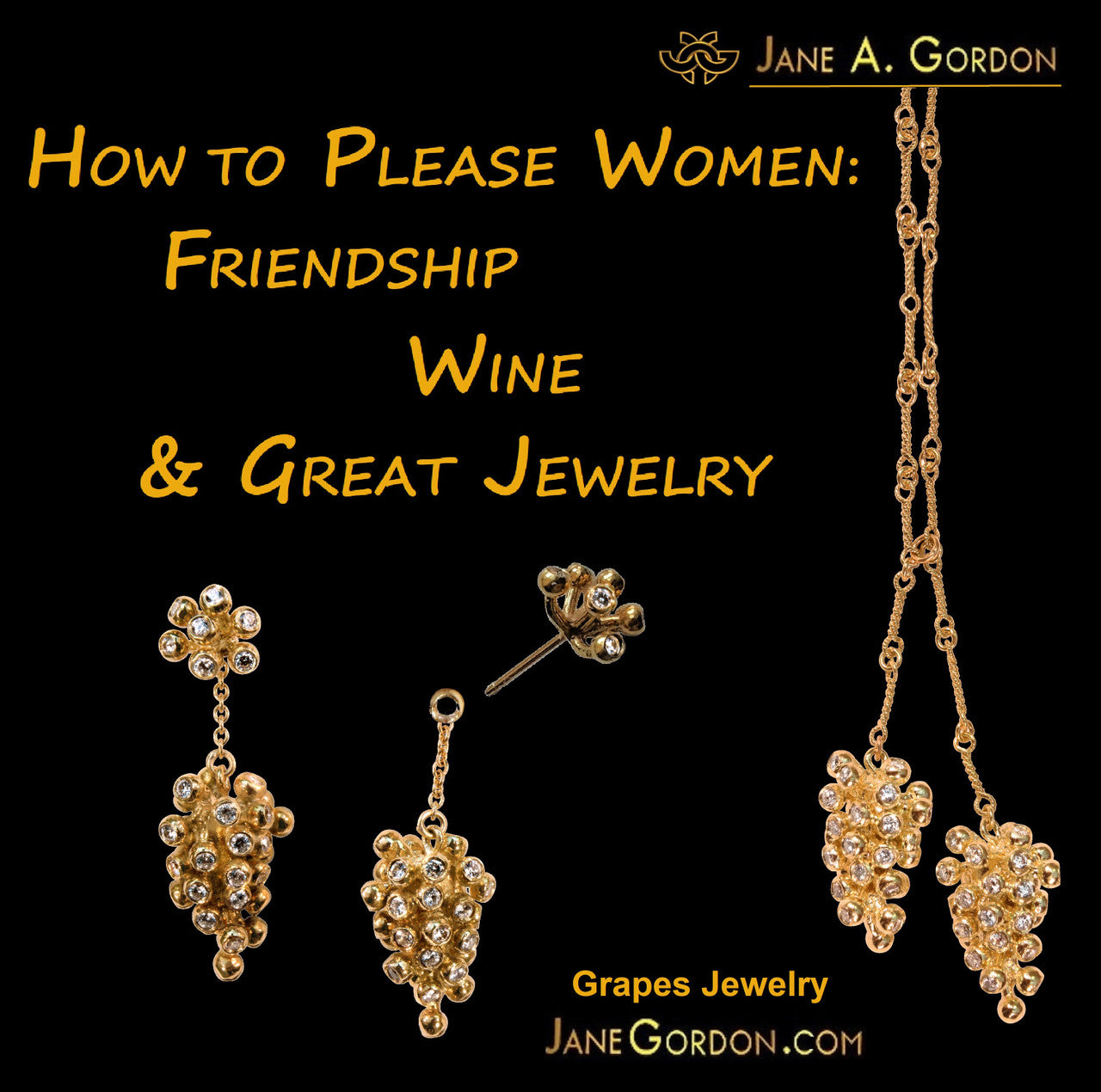 Grapes Drop Earrings- 2 parts-Detachable Stud. 18K Gold with diamonds