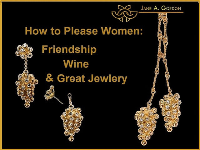 Grapes Necklace-18K Gold with Diamonds, Lariat Style on Hand-made Chain