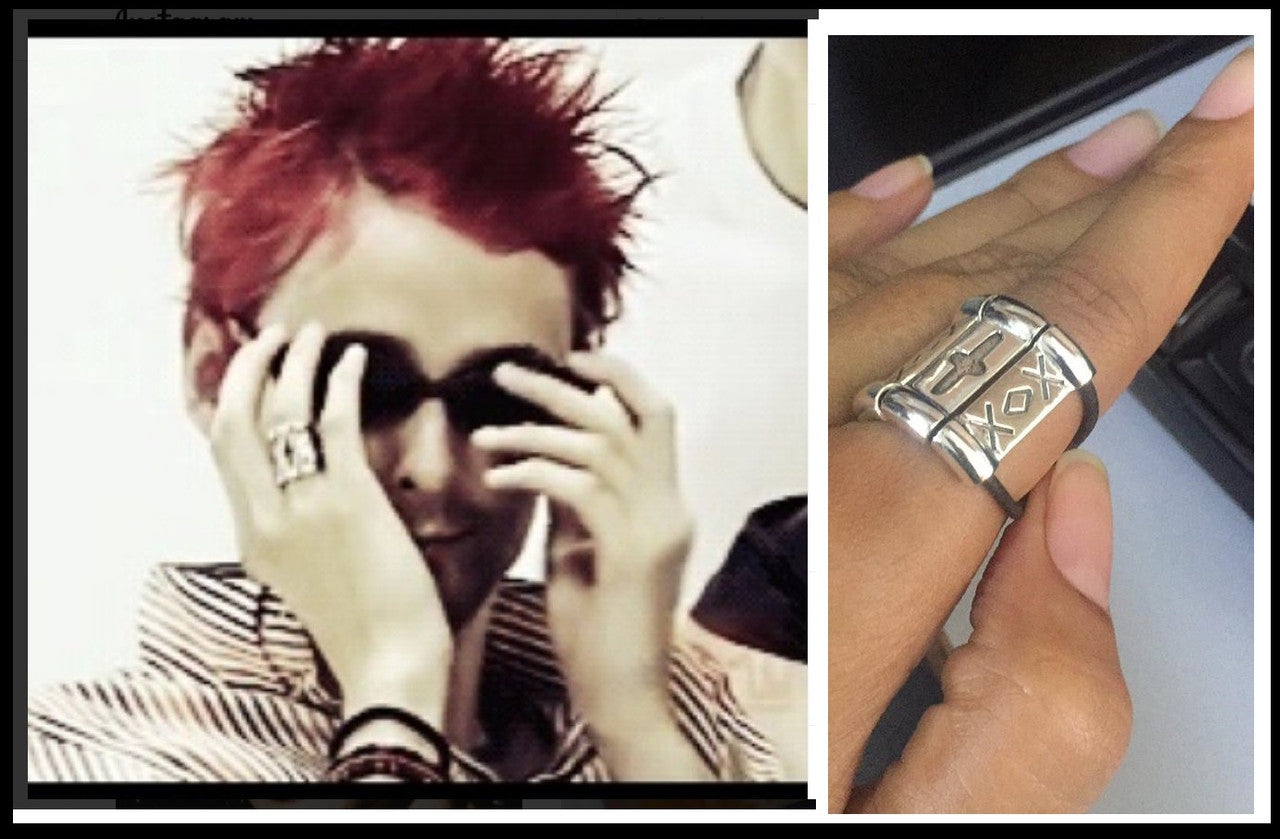 Custom Ring: Inspired by Muse Rock Star Matt Bellamy, XOX-Trinity. Sterling Silver