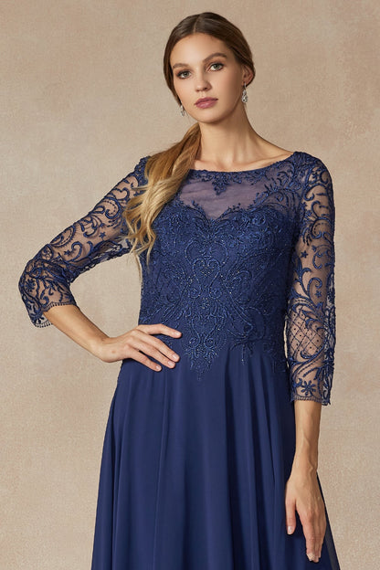 Embroidered Lace Beaded Bodice Long Mother Of The Bride Dress JTM11 Sale