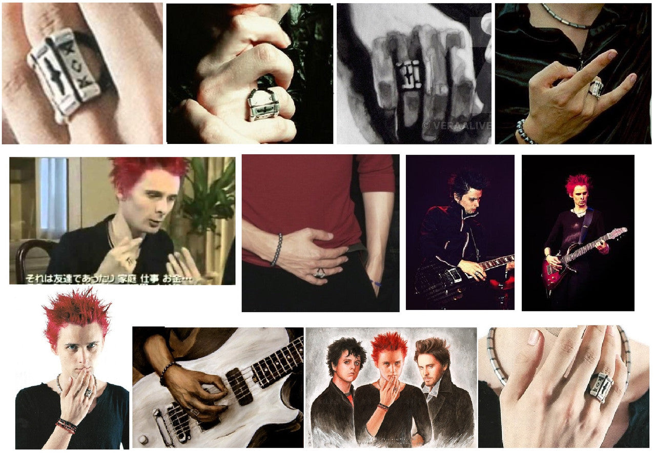 Custom Ring: Inspired by Muse Rock Star Matt Bellamy, XOX-Trinity. Sterling Silver