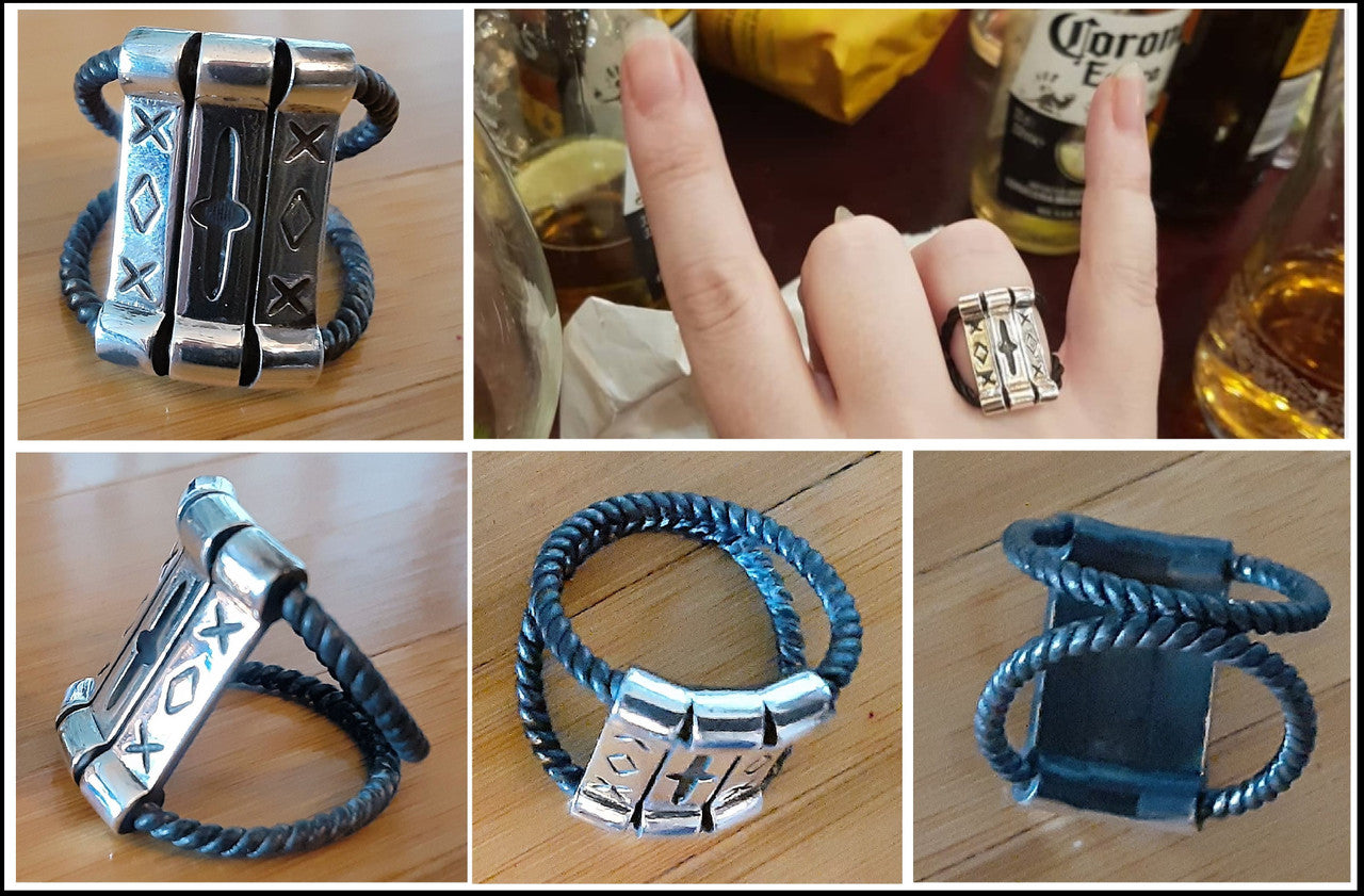 Custom Ring: Inspired by Muse Rock Star Matt Bellamy, XOX-Trinity. Sterling Silver