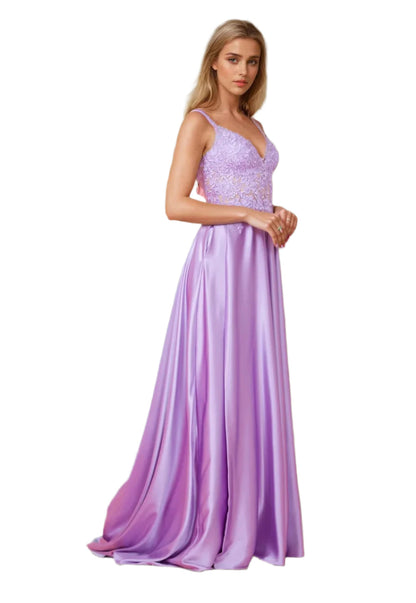 Kos Couture Full-Length Chiffon Lace Illusion Formal Gown Prom Dress-7