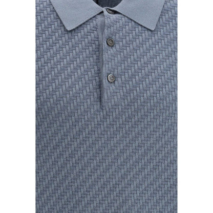 Brioni Blue Cotton Polo Shirt