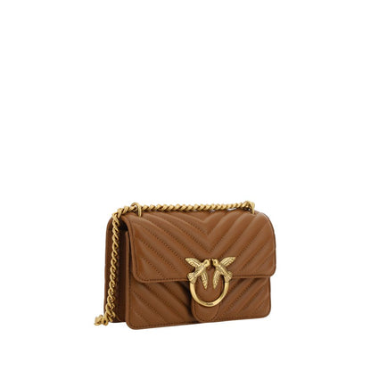 PINKO Brown Calf Leather Bos Taurus Shoulder Bag