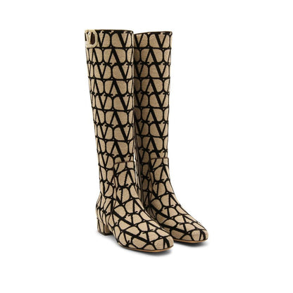 Valentino Garavani Beige Canvas Boots