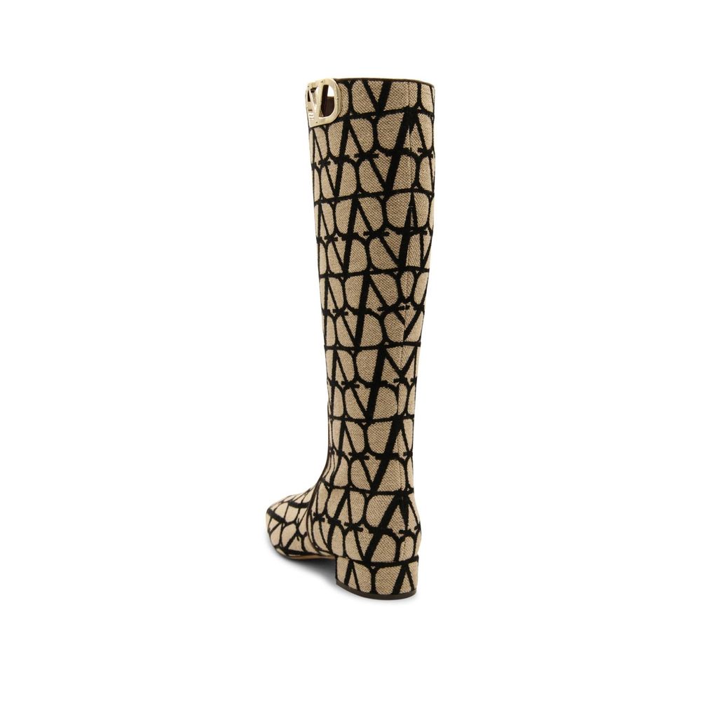 Valentino Garavani Beige Canvas Boots