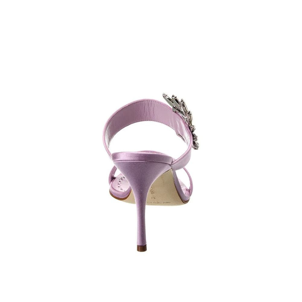 Manolo Blahnik Purple Silk Stiletto Heel Sandals