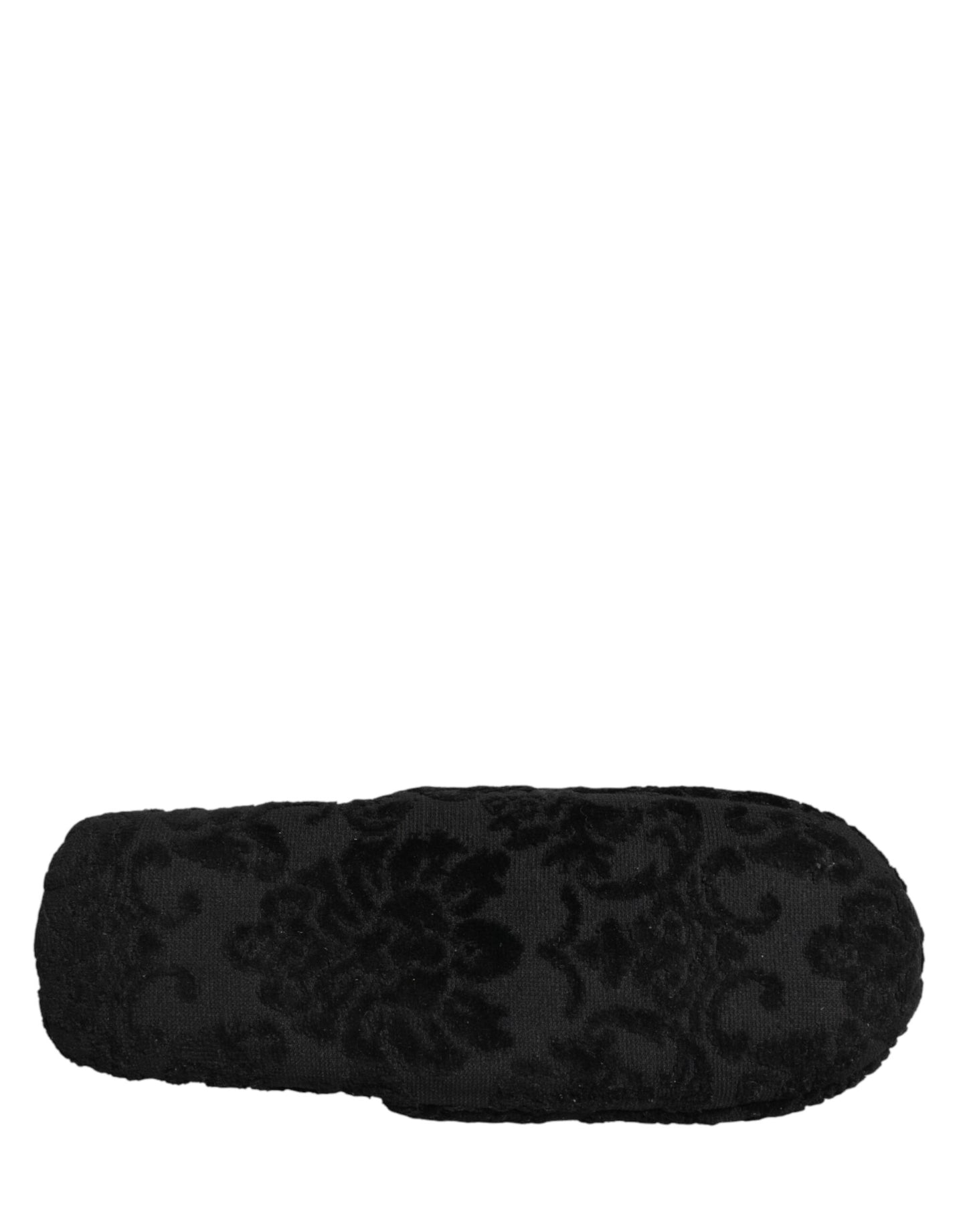 Dolce & Gabbana Black Logo Embroidered Slippers Flats Shoes