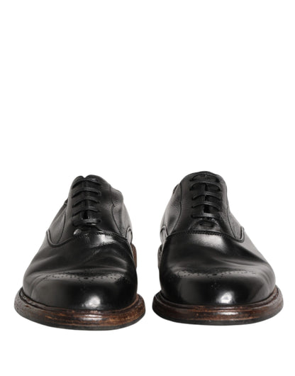 Dolce & Gabbana Black Calfskin Leather Oxford Dress Shoes