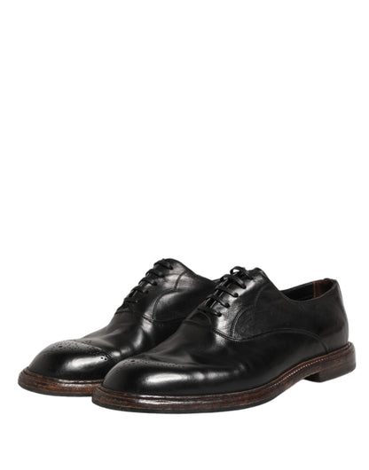 Dolce & Gabbana Black Calfskin Leather Oxford Dress Shoes