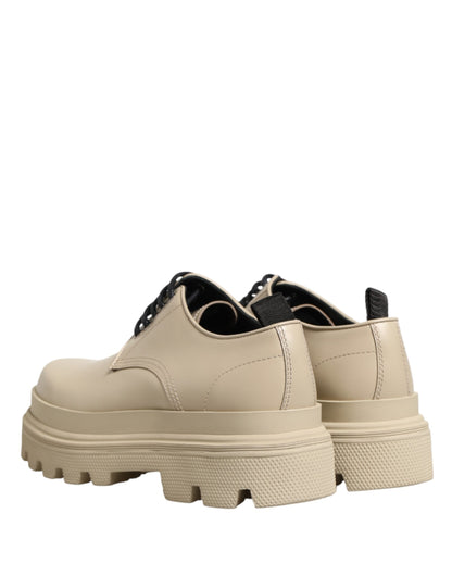 Dolce & Gabbana Beige Lace Up Trekking Derby Men Dress Shoes