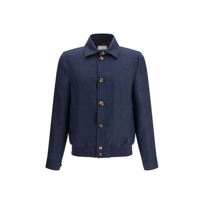 Brunello Cucinelli Blue Silk Coat