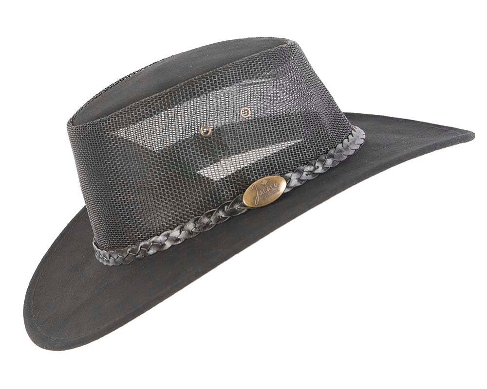 Black Australian Suede Leather Cooler Jacaru Hat
