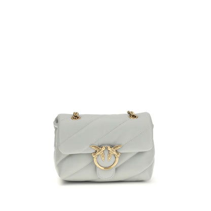 PINKO Gray Calf Leather Bos Taurus Shoulder Bag