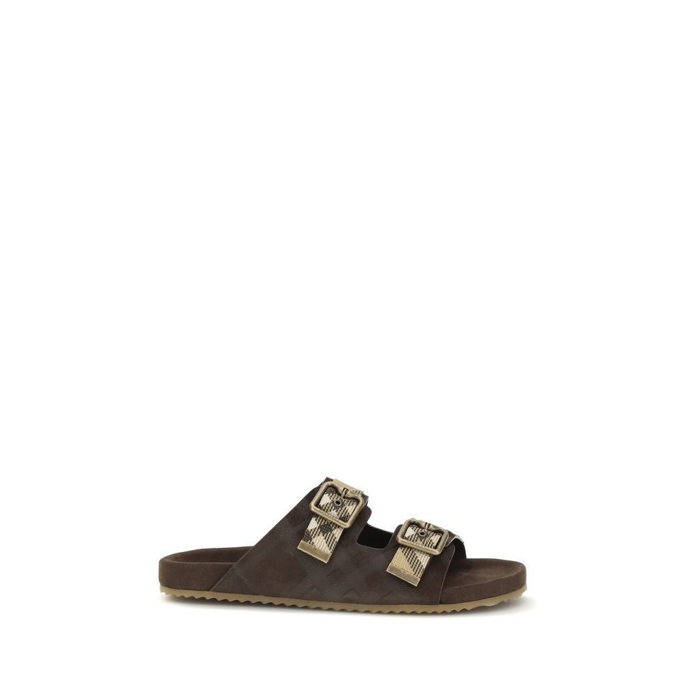 Burberry Brown Calf Leather Bos Taurus Flat Sandals