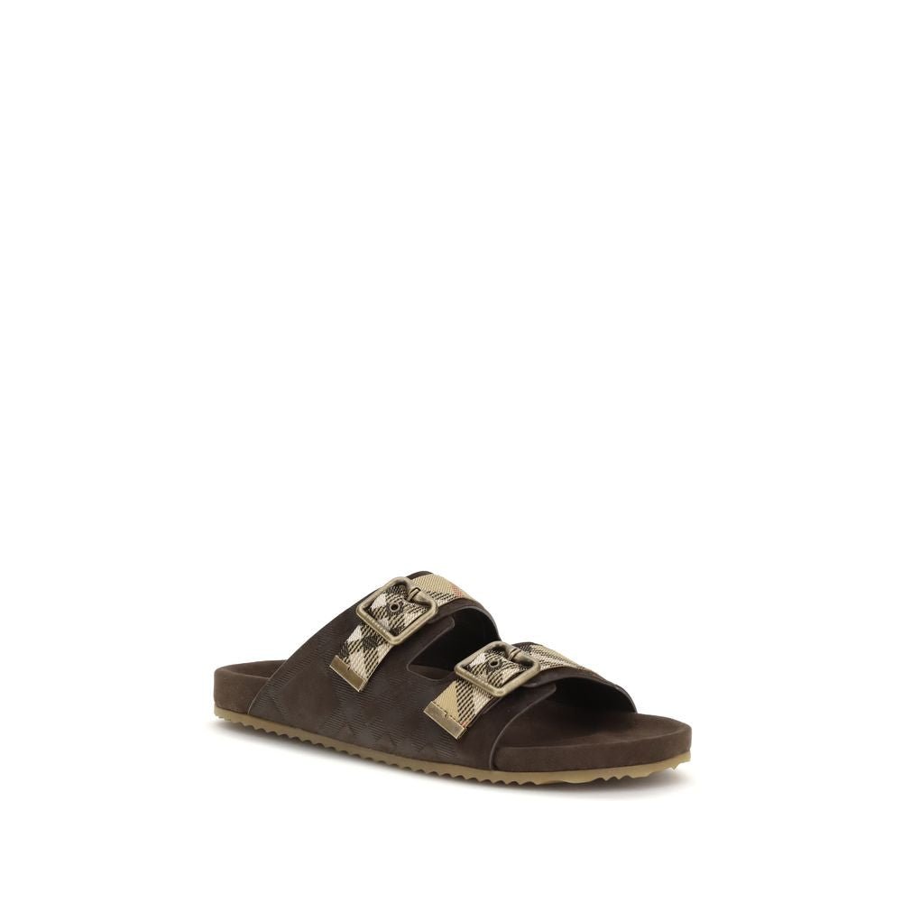 Burberry Brown Calf Leather Bos Taurus Flat Sandals