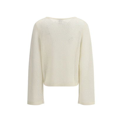 Allude White Fleece Wool Sweatshirt