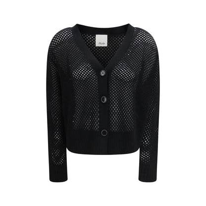 Allude Black Fleece Wool Cardigan