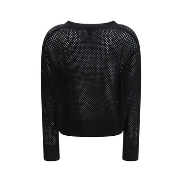 Allude Black Fleece Wool Cardigan
