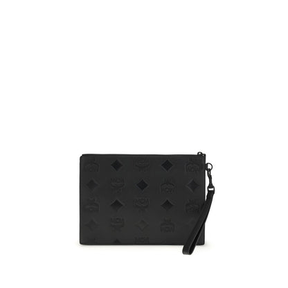 MCM Black Calf Leather Bos Taurus Clutch Bag