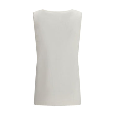 P.A.R.O.S.H. White Linen Sleeveles T-Shirt