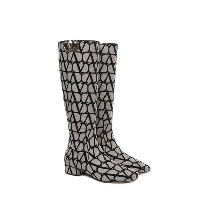 Valentino Garavani Beige Fabric Ankle Boots