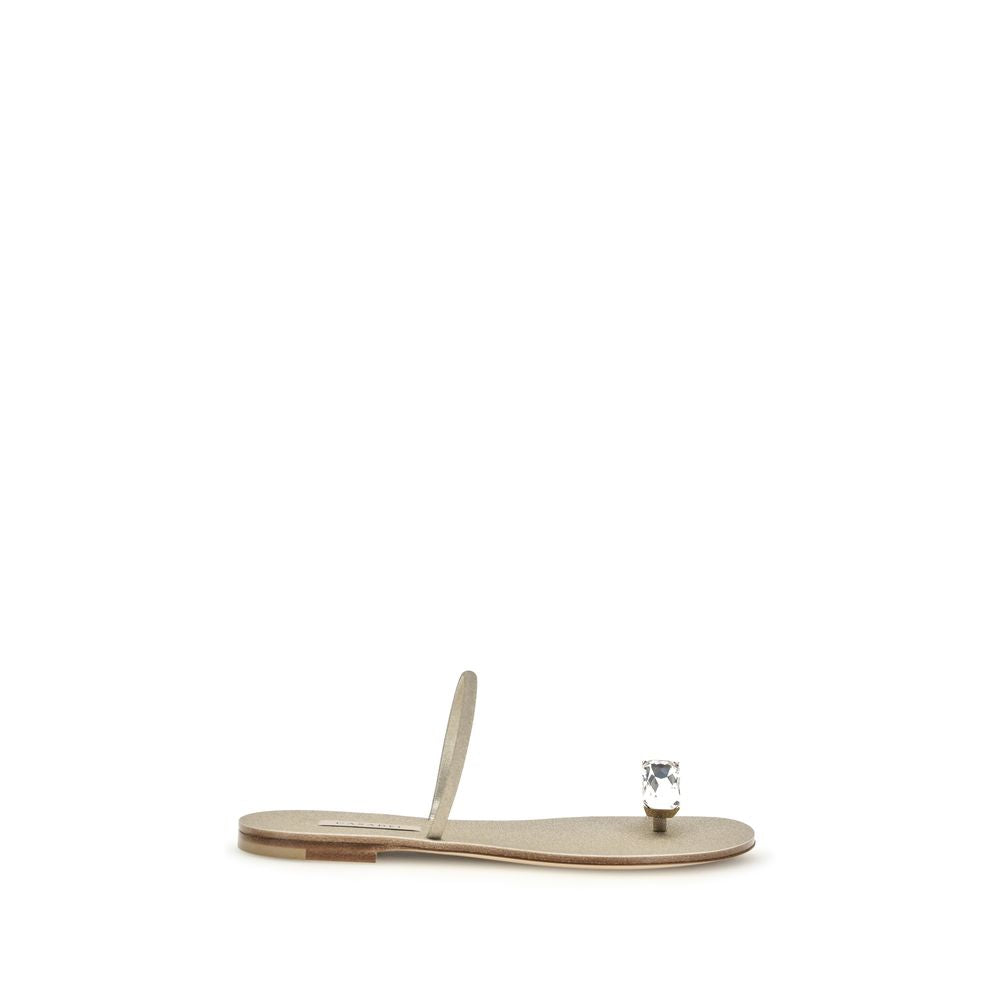 Casadei Gold Calf Leather Bos Taurus Sandals