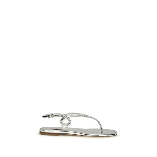 Casadei Silver Calf Leather Bos Taurus Sandals