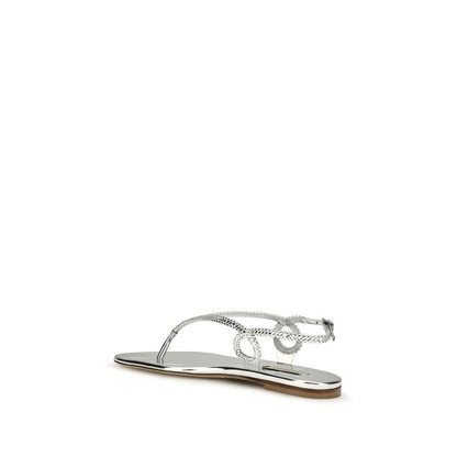 Casadei Silver Calf Leather Bos Taurus Sandals