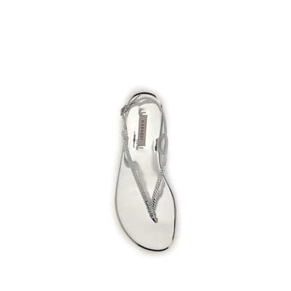 Casadei Silver Calf Leather Bos Taurus Sandals