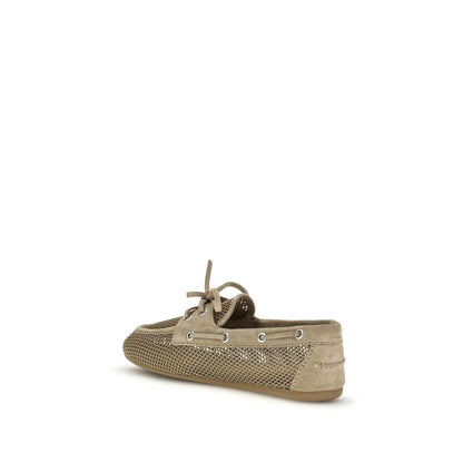 Miu Miu Beige Recycled Polyester Slip-On Loafers