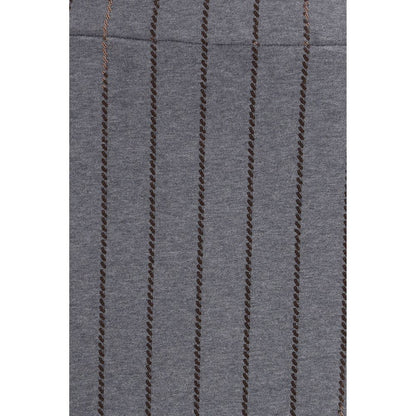 Brunello Cucinelli Gray Cotton Midi Skirt