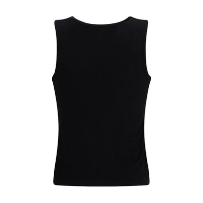 Loulou De Saison Black Cotton Sleeveles T-Shirt