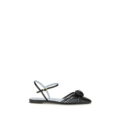 Valentino Garavani Black Goatskin Flat Sandals