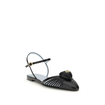 Valentino Garavani Black Goatskin Flat Sandals