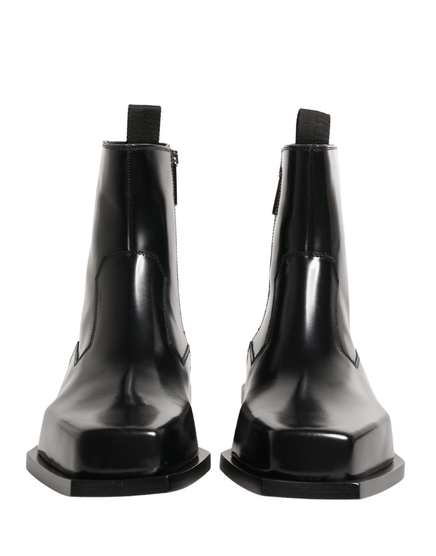 Dolce & Gabbana Black Leather Zip Closure Ankle Boots Shoes