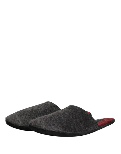 Dolce & Gabbana Dark Grey Charcoal Wool Red Slippers Shoes