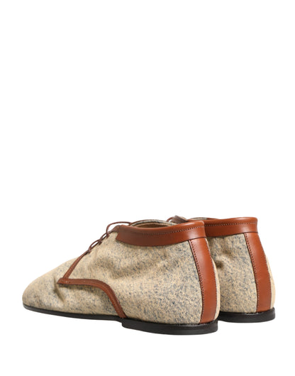 Dolce & Gabbana Denim Navajo Lace-Up Leather Dress Derby Shoes