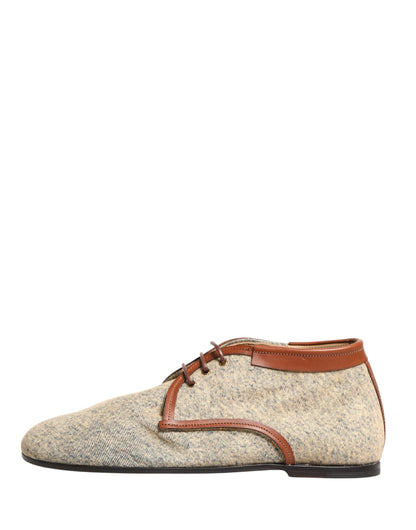 Dolce & Gabbana Denim Navajo Lace-Up Leather Dress Derby Shoes