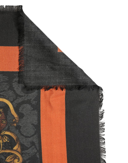 Dolce & Gabbana Multicolor Crest Print Cashmere 272cm x 132cm Men Scarf