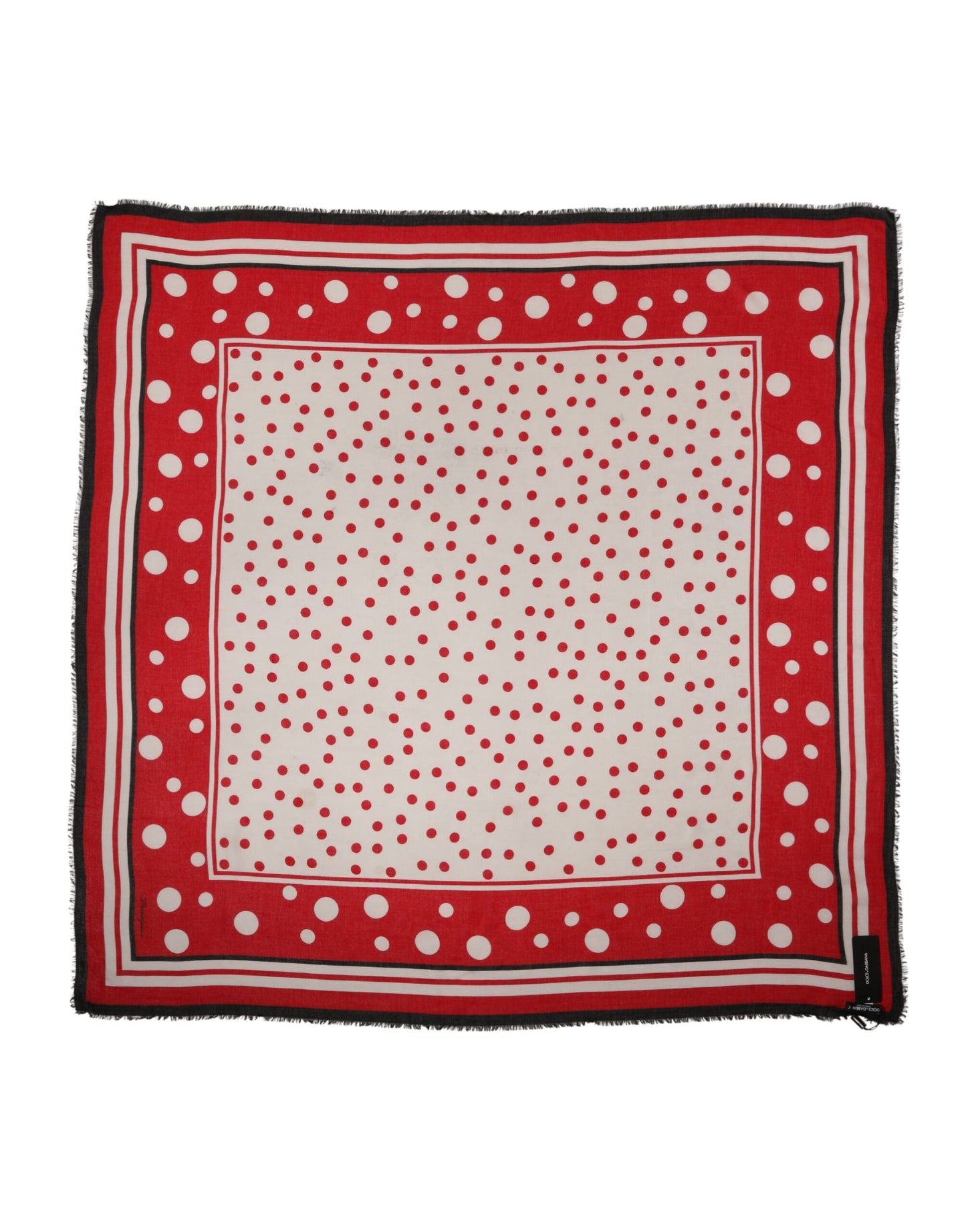 Dolce & Gabbana Red Polka Dot Print Square Stole 130cm x 130cm Scarf