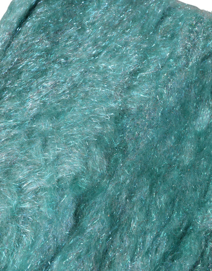 Dolce & Gabbana Teal Mohair Wool Knitted Wrap Shawl 62cm x 32.5cm Scarf
