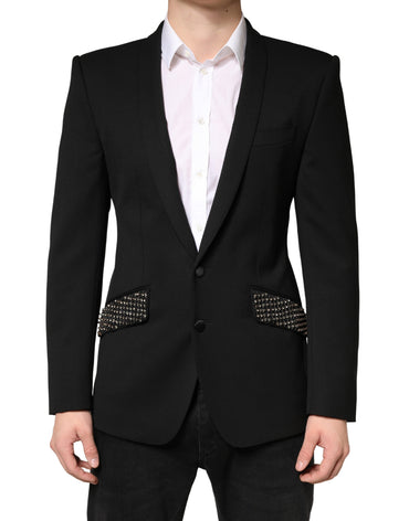 Dolce & Gabbana Black Embellished Single Breasted Blazer