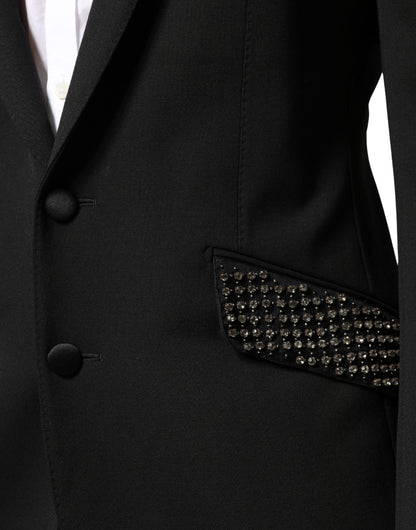 Dolce & Gabbana Black Embellished Single Breasted Blazer