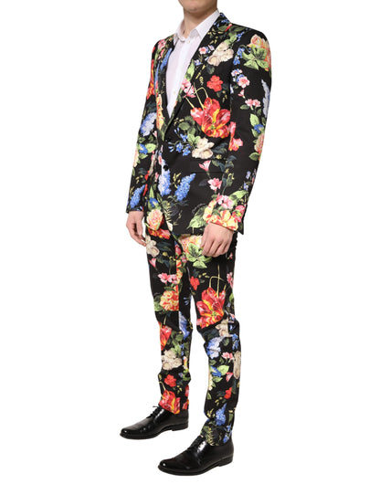 Dolce & Gabbana Black Floral Single Breasted MARTINI 2 Piece Suit