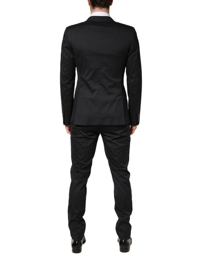 Dolce & Gabbana Black Cotton Single Breasted 2 Piece Suit