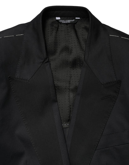 Dolce & Gabbana Black Cotton Single Breasted 2 Piece Suit