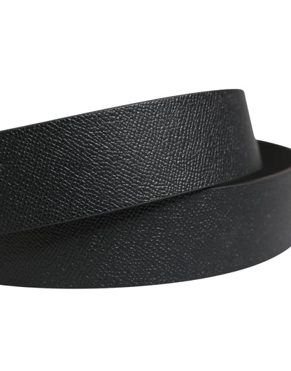 Dolce & Gabbana Black Calf Leather Silver Metal Buckle Belt